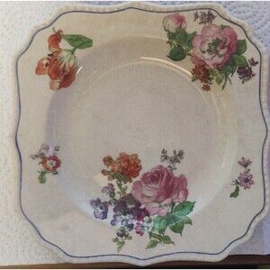 Antique STEUBENVILLE CHINA IVORY Three 8" Square Salad Plates Pre Owned